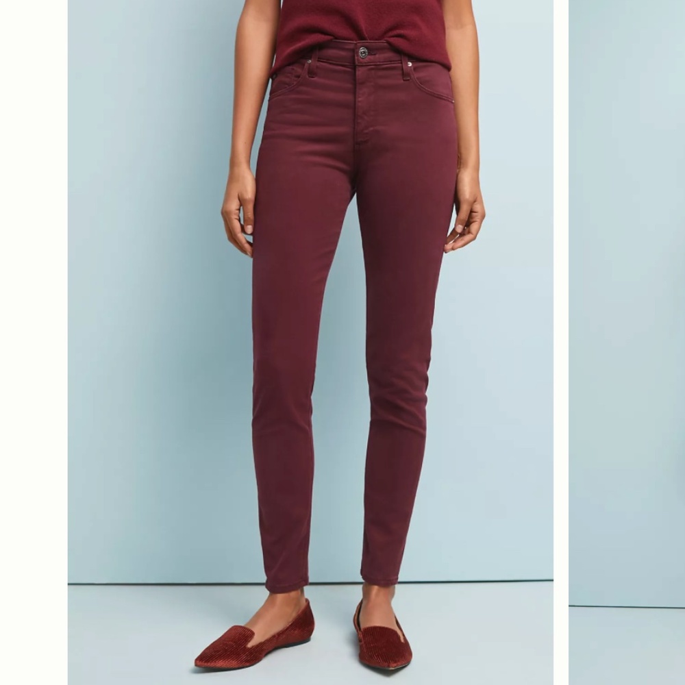 AG The Farrah High High Skinny Jeans Maroon